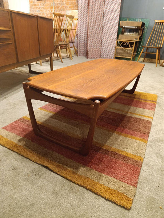 Mid-Century Teak Coffee Table - British Made, Floating Top, Durable Suites Ltd, 1960s Design
