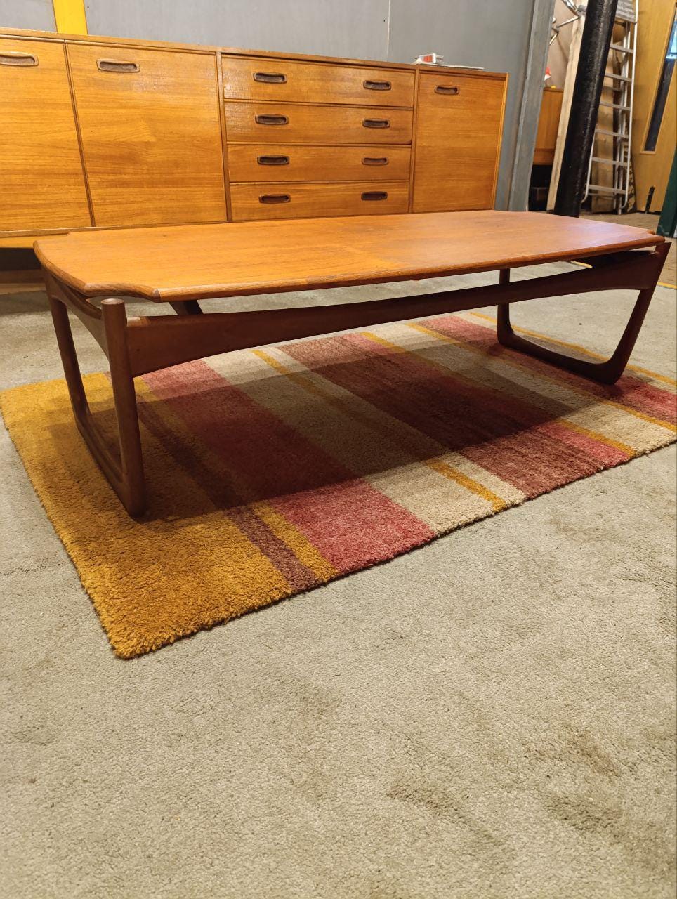 Mid-Century Teak Coffee Table - British Made, Floating Top, Durable Suites Ltd, 1960s Design