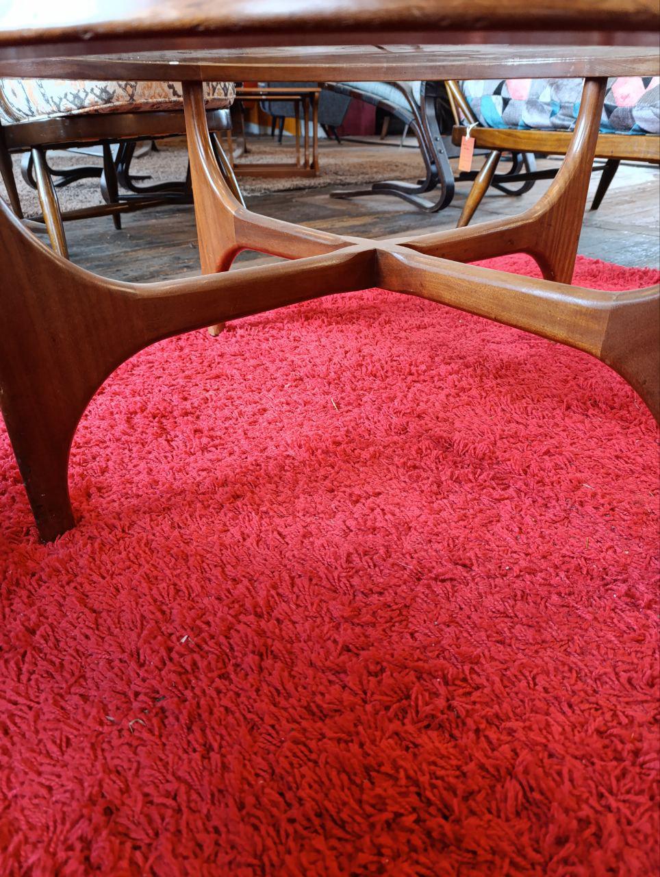 Mid-Century Round Coffee Table by Stonehill - Teak and Glass, 1960s Stateroom Range