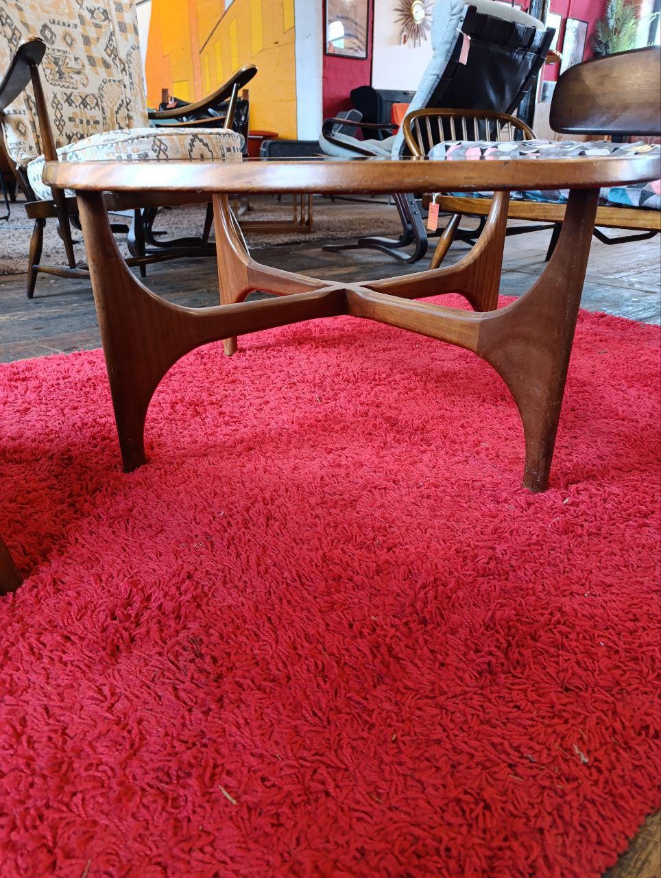 Mid-Century Round Coffee Table by Stonehill - Teak and Glass, 1960s Stateroom Range