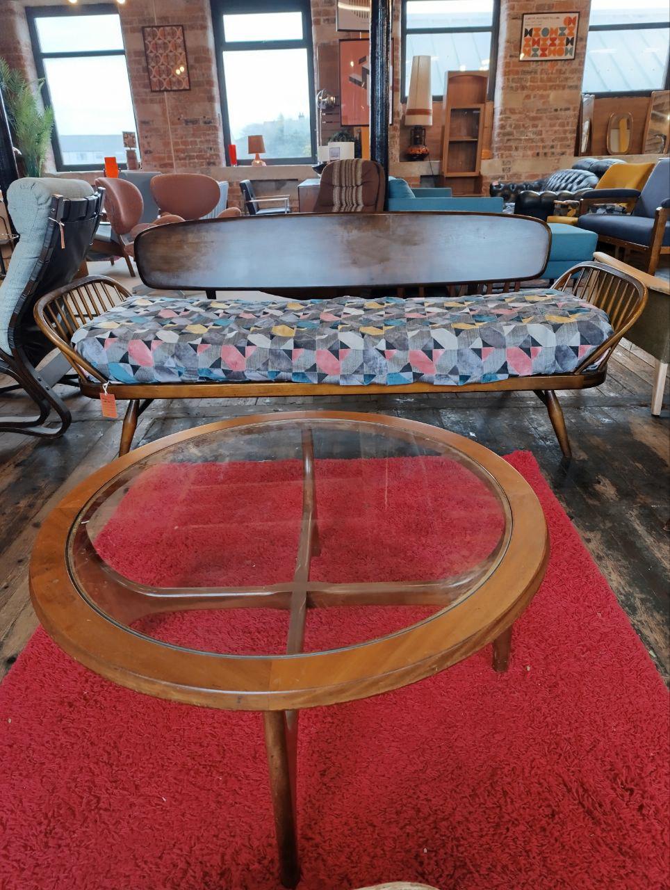 Mid-Century Round Coffee Table by Stonehill - Teak and Glass, 1960s Stateroom Range
