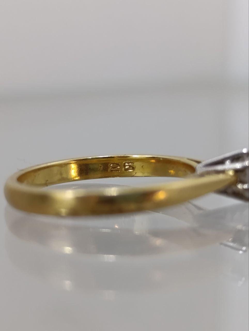 Vintage 18ct Yellow Gold Solitaire Diamond Ring - 0.25ct Diamond, Platinum Prongs, Size N