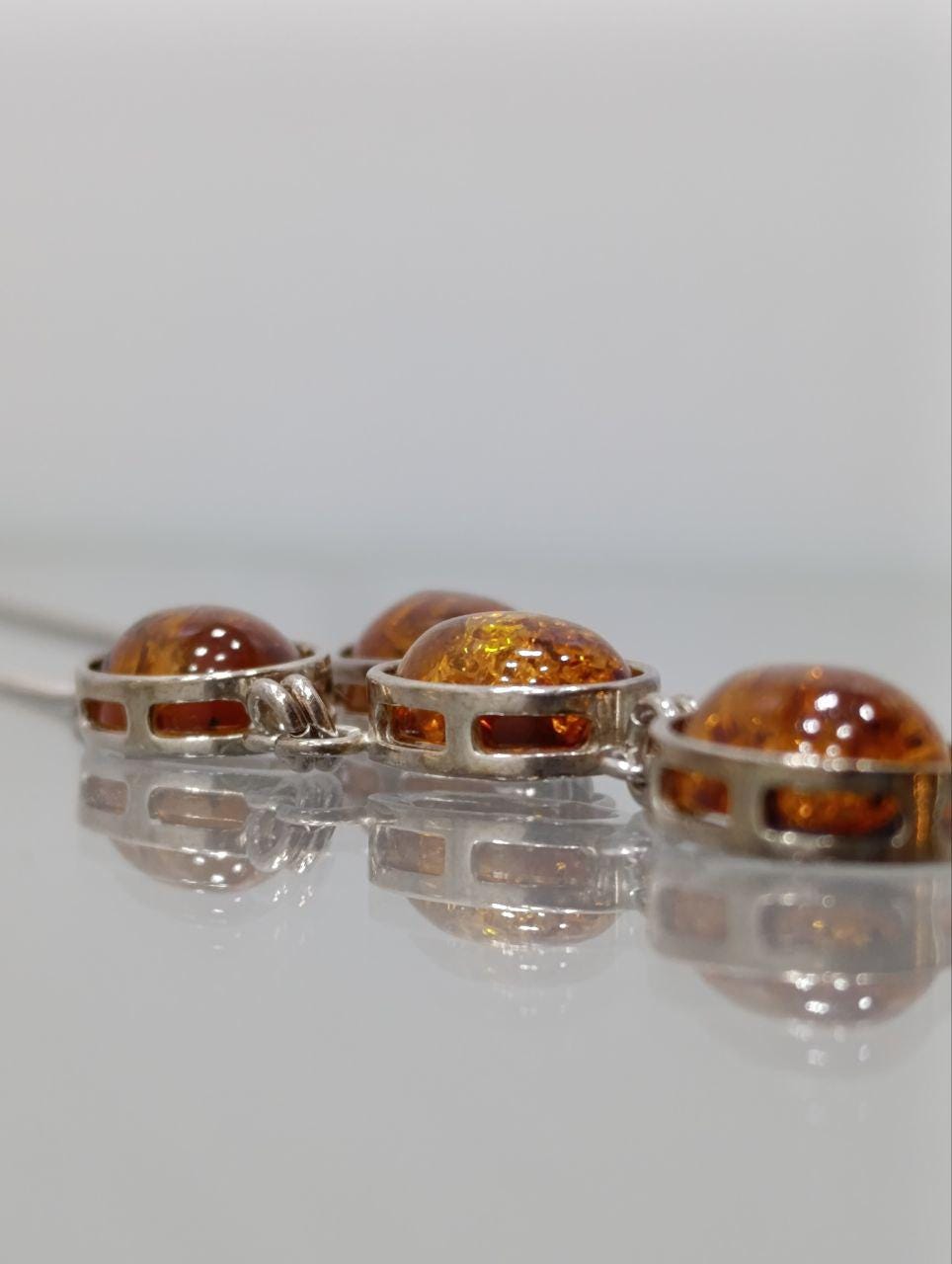 Zimmermann Sterling Silver & Amber Necklace - 4 Gemstones