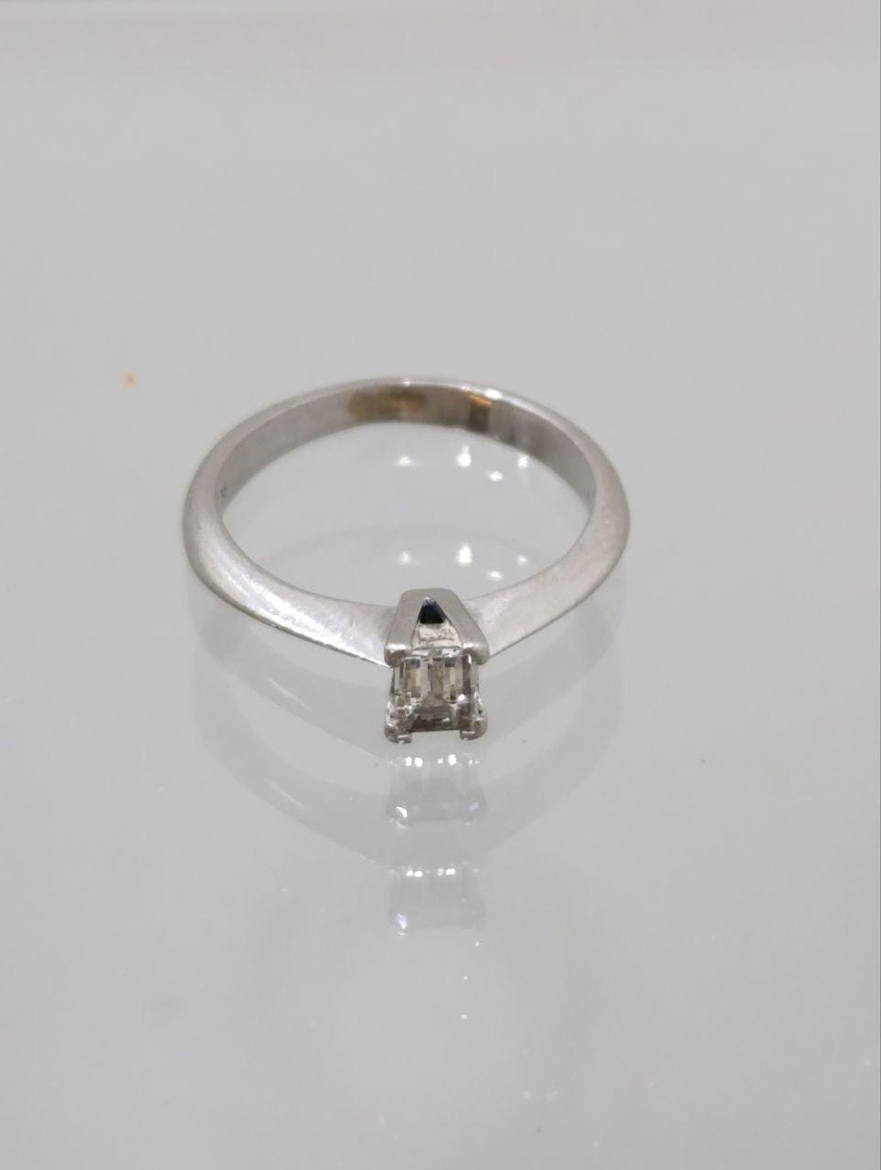 Stunning Platinum Princess Cut Solitaire Diamond Ring - 0.36ct, Size K, Birmingham Hallmark