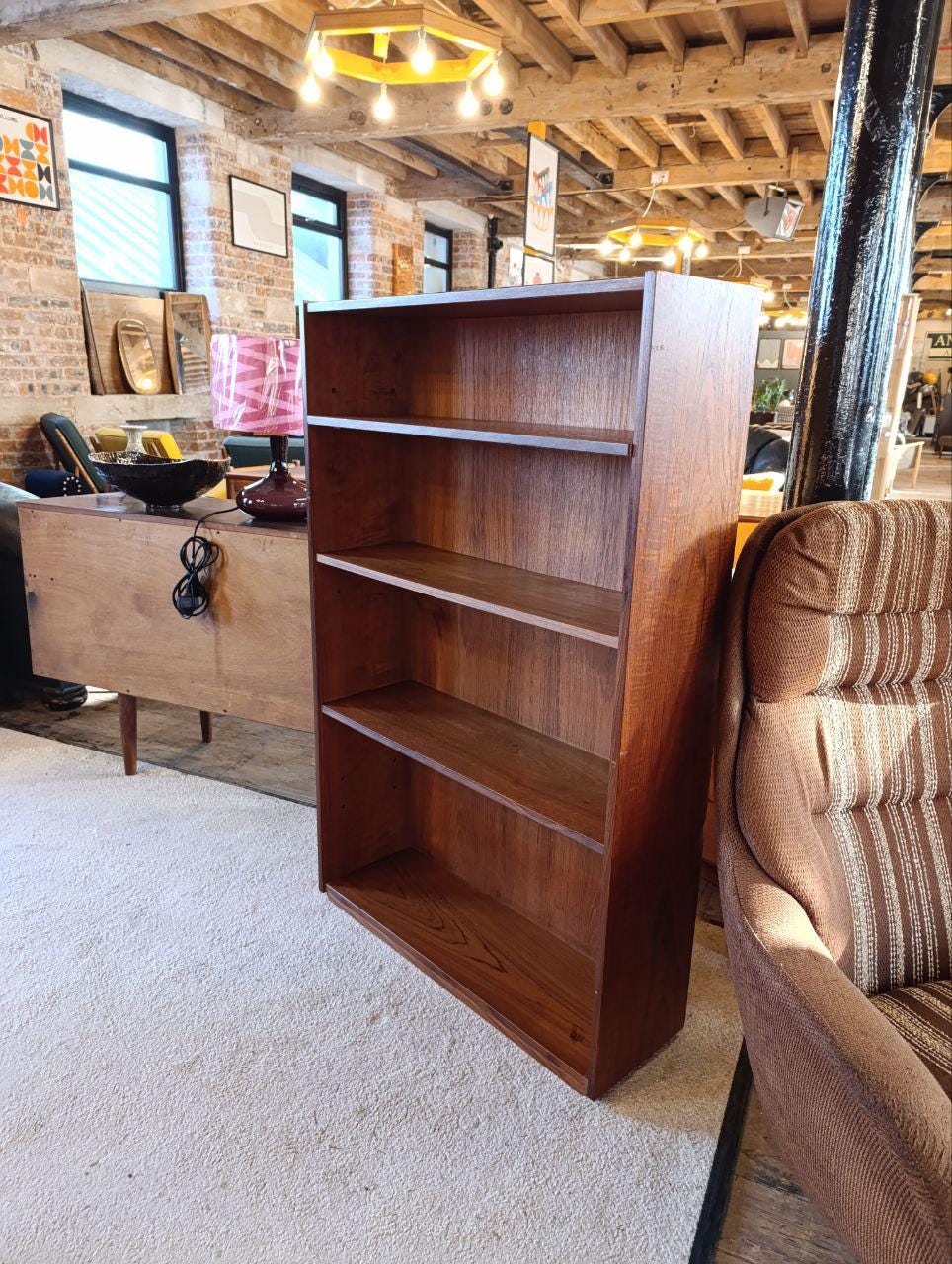 Mid-Century Teak Bookcase - Adjustable Shelves, Danish Design, British Made