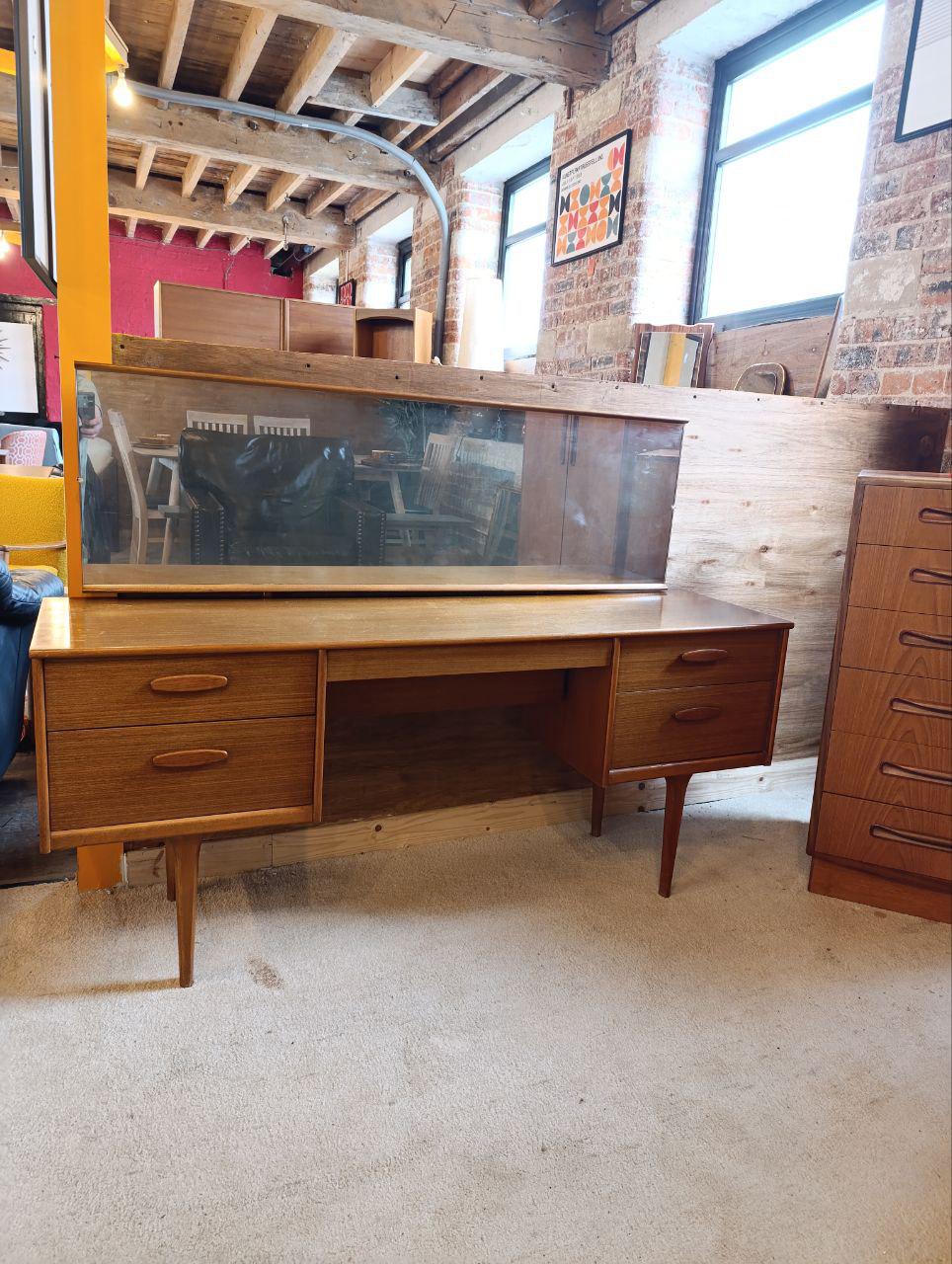 1960s Teak Dressing Table by Austinsuite - Four Drawers, Secret Compartment, Detachable Mirror