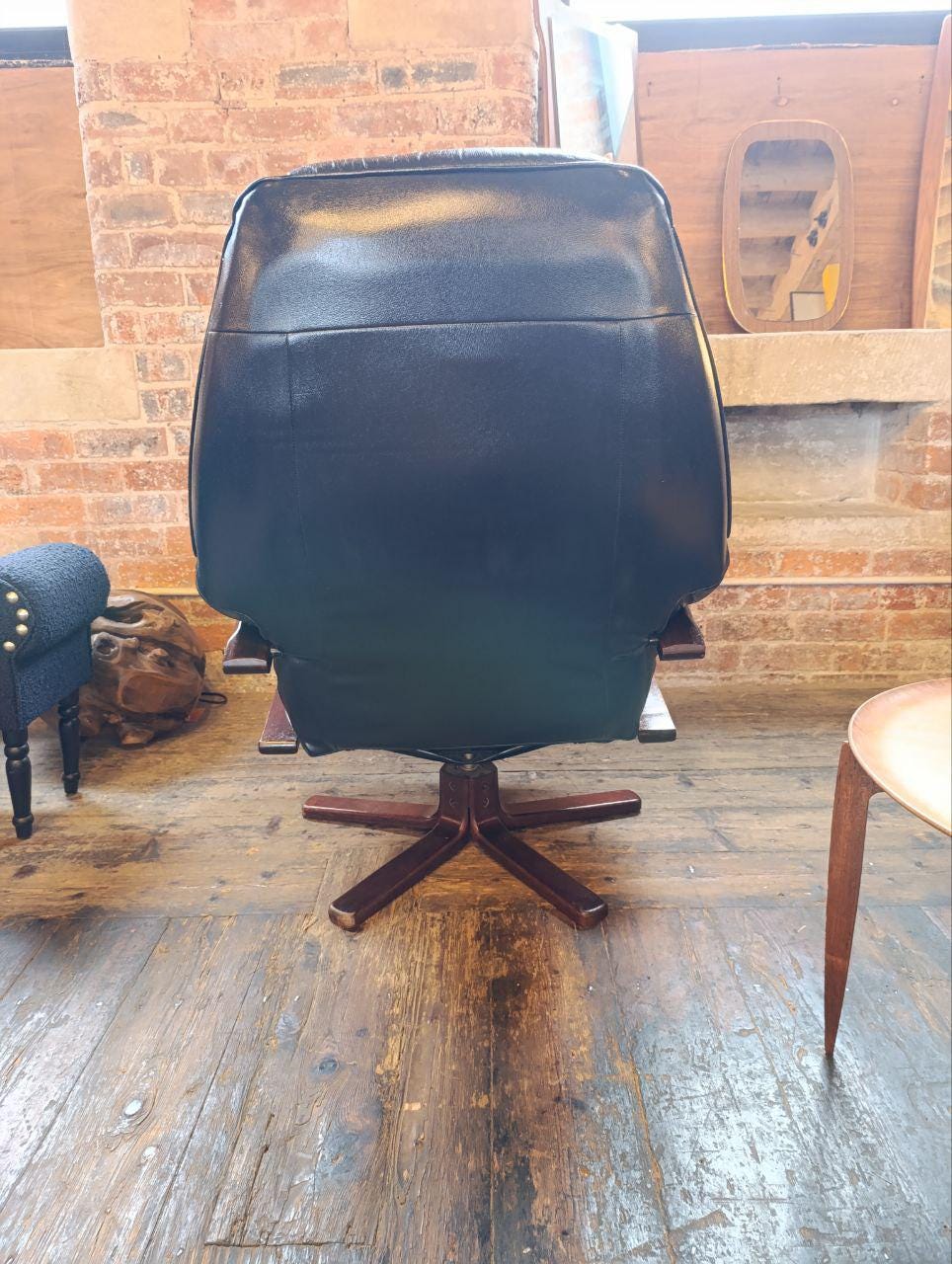 Vintage Unico Danish Stressless Leather Armchair - Dark Turquoise, Rosewood Frame, Mid-Century Modern