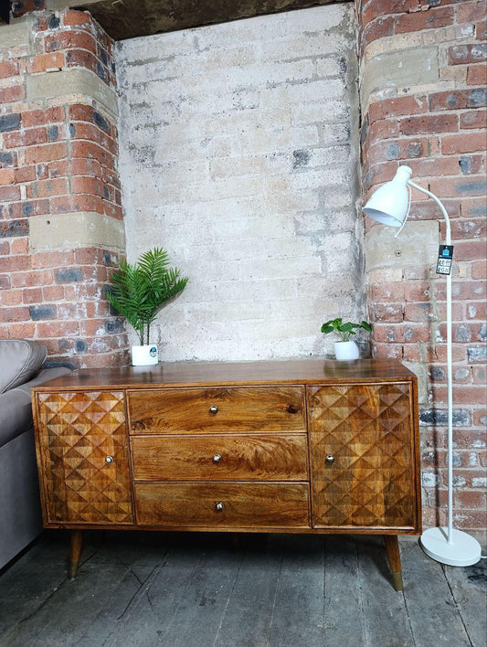 Mid-Century Franklin Sideboard by Swoon for John Lewis - Geometric Marquetry Design, Acacia Wood