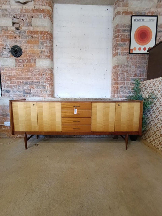 Very Rare French Modern Low Sideboard - 1960s Beech and Maple Design, W221cm