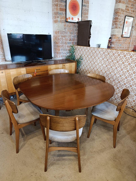 1960s Greaves & Thomas Extendable Dining Table with E. Gibb Chairs - Retro Dining Set, Seats 4-8