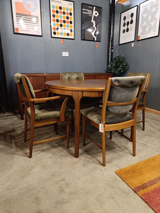 1970s Teak Dining Table by Tom Robertson for A.H. McIntosh - Extendable Table with 4 Chairs, Scandinavian Design