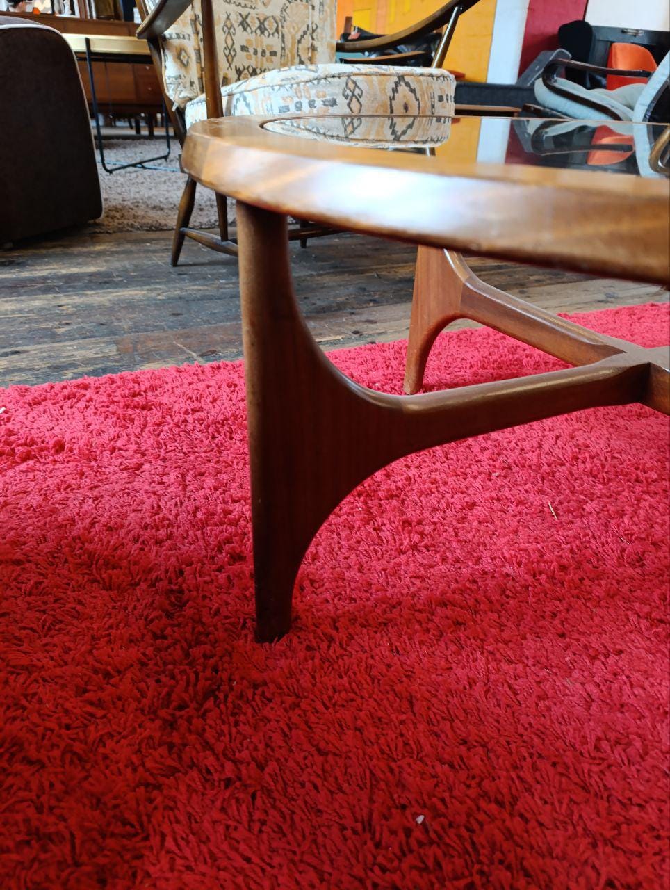 Mid-Century Round Coffee Table by Stonehill - Teak and Glass, 1960s Stateroom Range