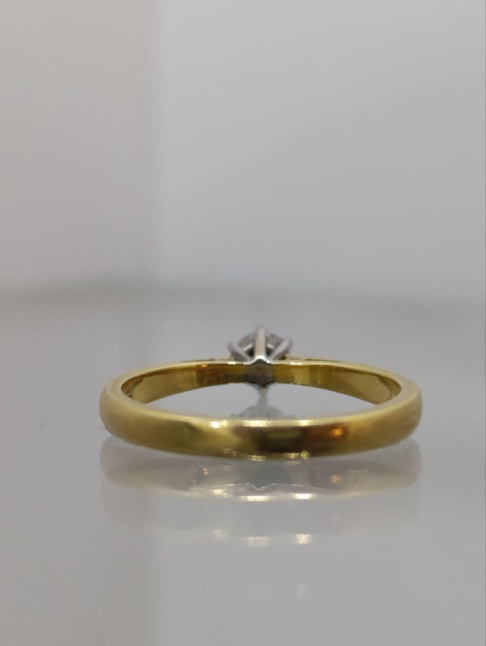 Vintage 18ct Yellow Gold Solitaire Diamond Ring - 0.25ct Diamond, Platinum Prongs, Size N