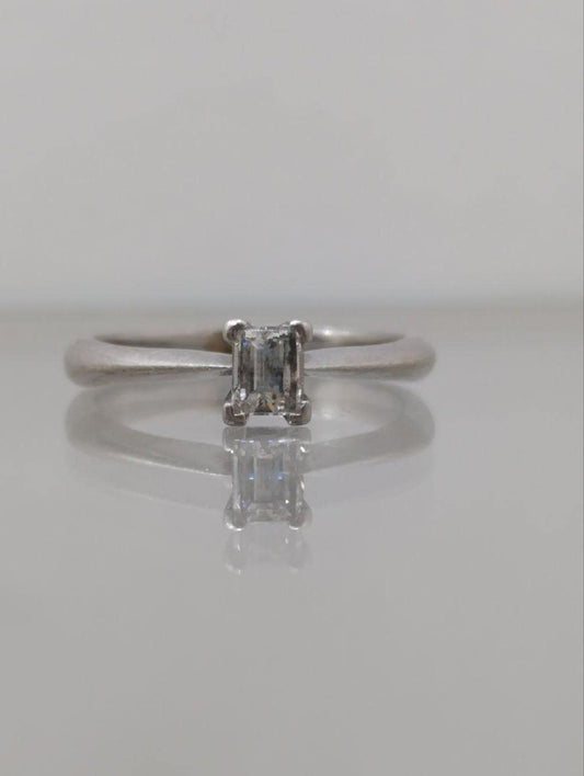 Stunning Platinum Princess Cut Solitaire Diamond Ring - 0.36ct, Size K, Birmingham Hallmark