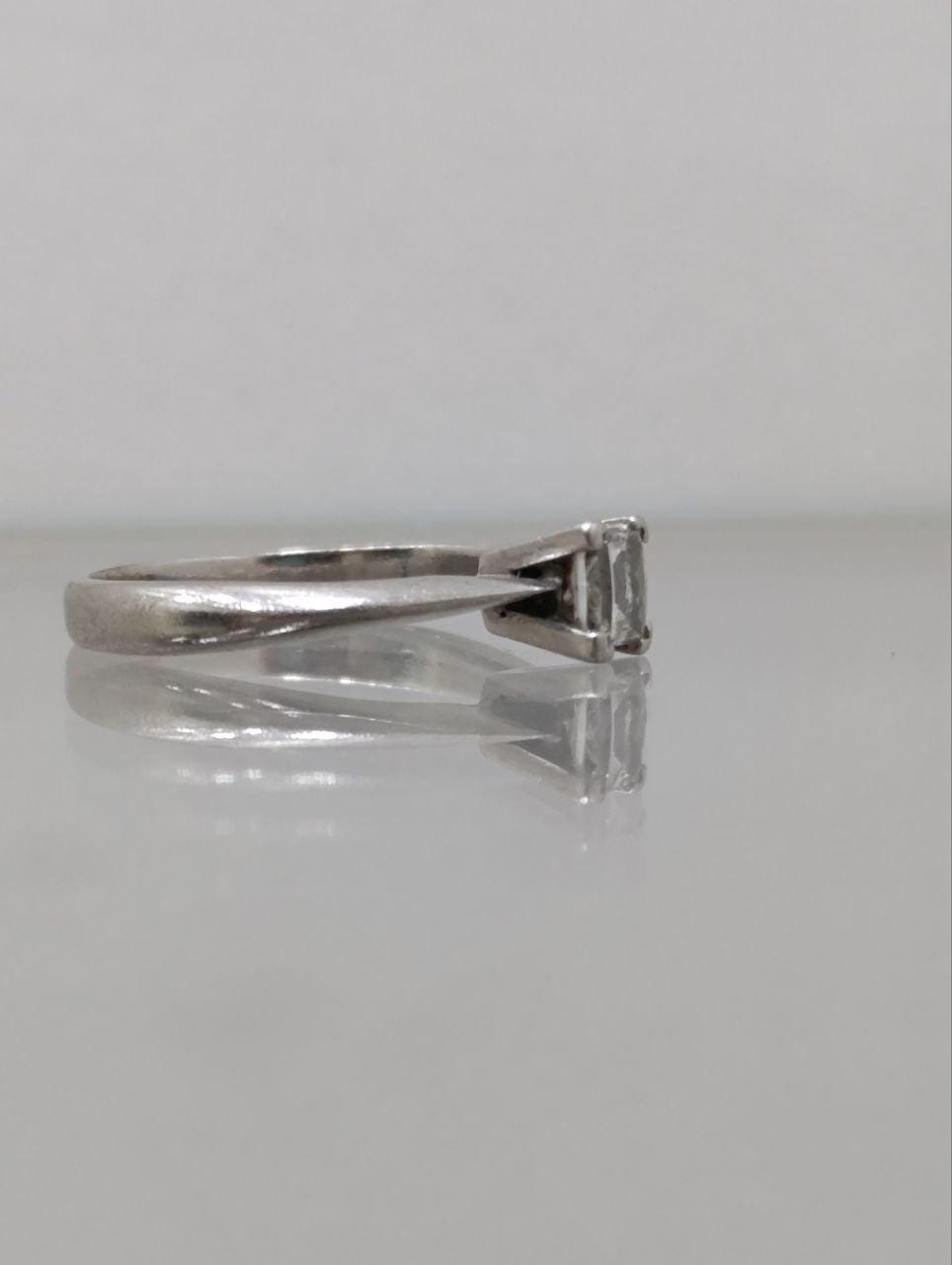 Stunning Platinum Princess Cut Solitaire Diamond Ring - 0.36ct, Size K, Birmingham Hallmark