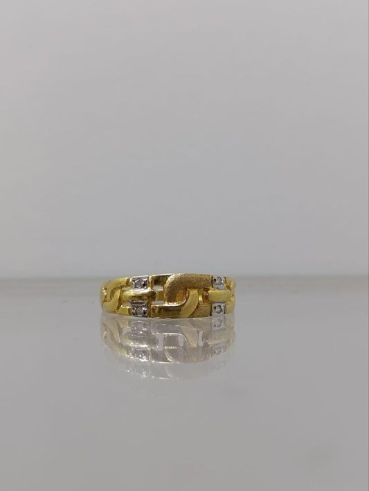 Vintage Diamond Point Set Twist Ring - 18ct Yellow Gold, Size L, Delicate Diamonds