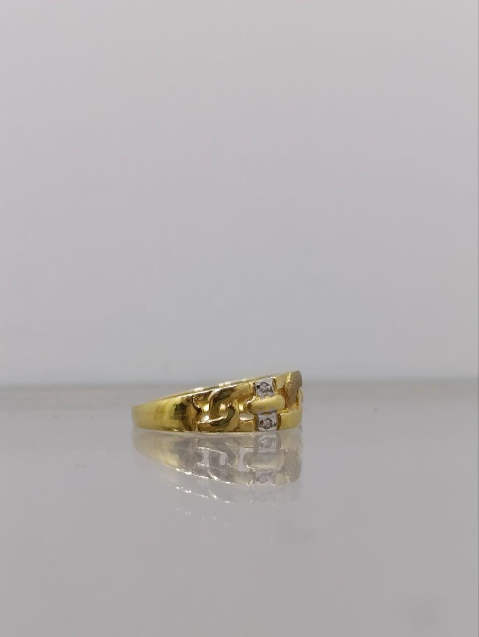 Vintage Diamond Point Set Twist Ring - 18ct Yellow Gold, Size L, Delicate Diamonds