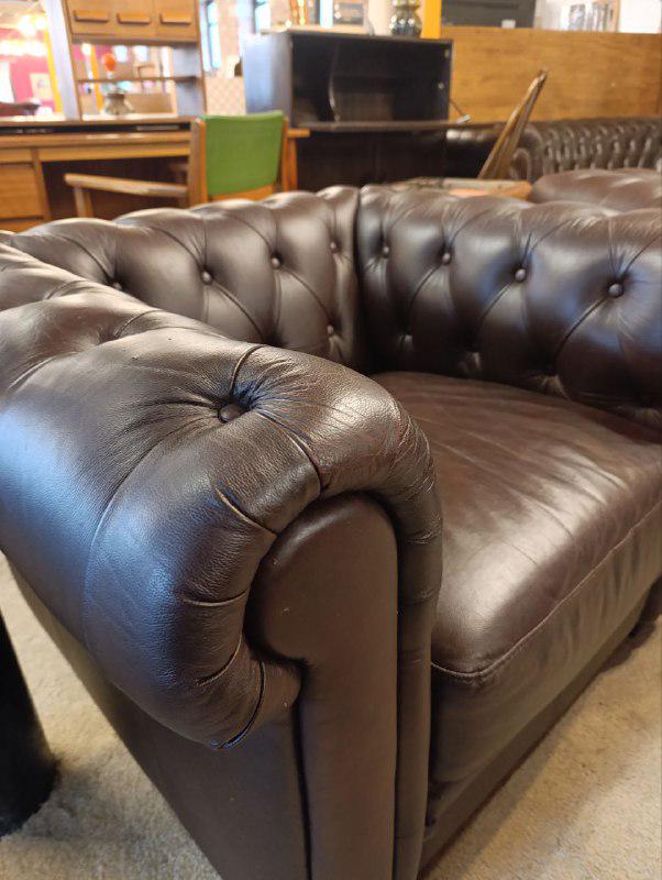 Chesterfield Club Chair in Maroon - Victorian Inspired - Oak Legs