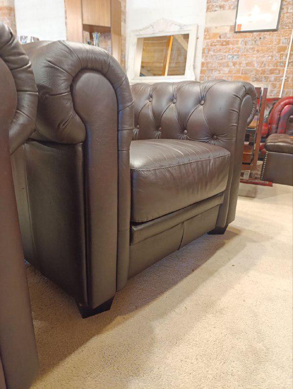 Chesterfield Club Chair in Maroon - Victorian Inspired - Oak Legs