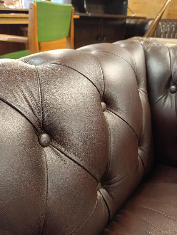 Chesterfield Club Chair in Maroon - Victorian Inspired - Oak Legs
