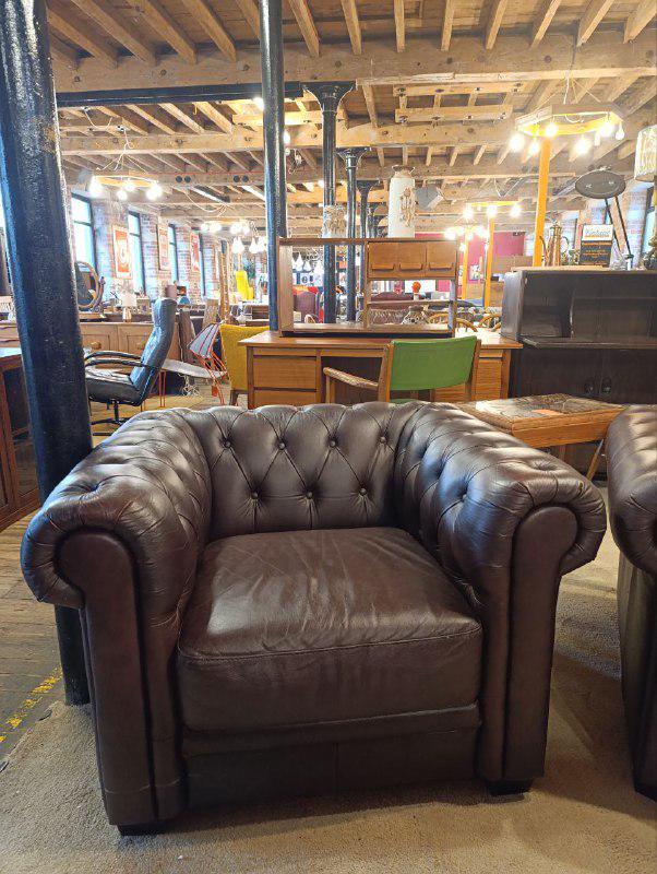 Chesterfield Club Chair in Maroon - Victorian Inspired - Oak Legs