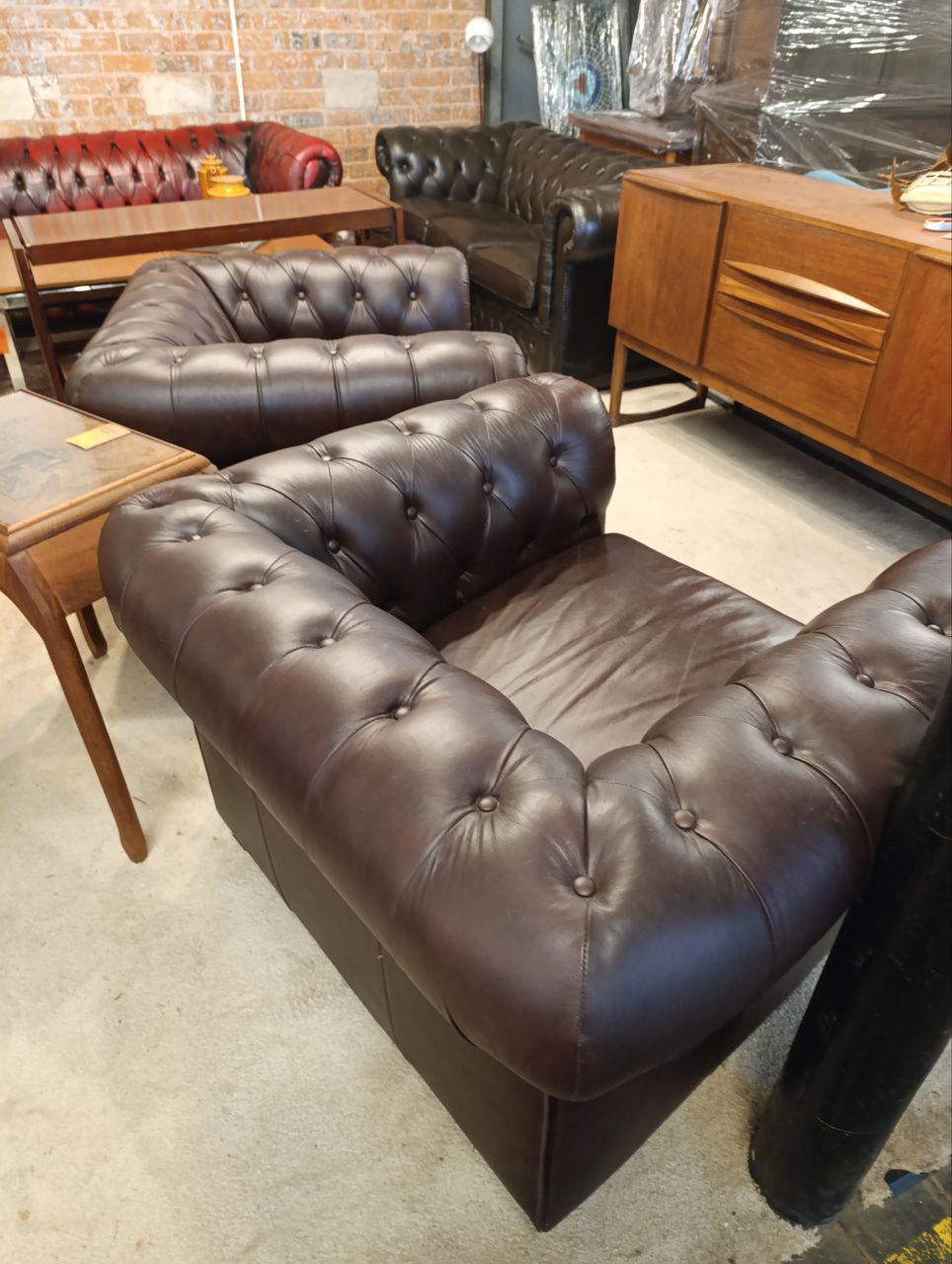 Chesterfield Club Chair in Maroon - Victorian Inspired - Oak Legs