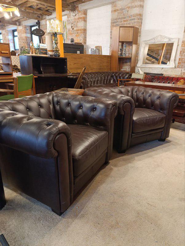 Chesterfield Club Chair in Maroon - Victorian Inspired - Oak Legs
