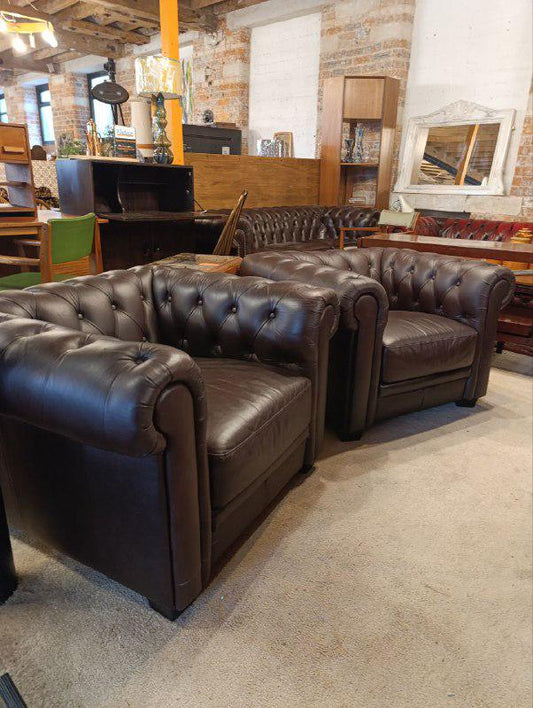 Chesterfield Club Chair in Maroon - Victorian Inspired - Oak Legs