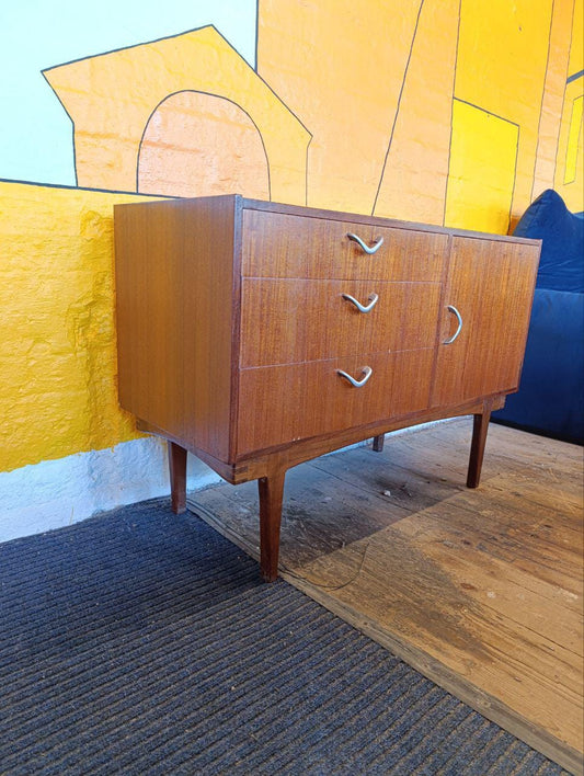 Vintage Mid-Century Teak Sideboard with Unique Drop Handles
