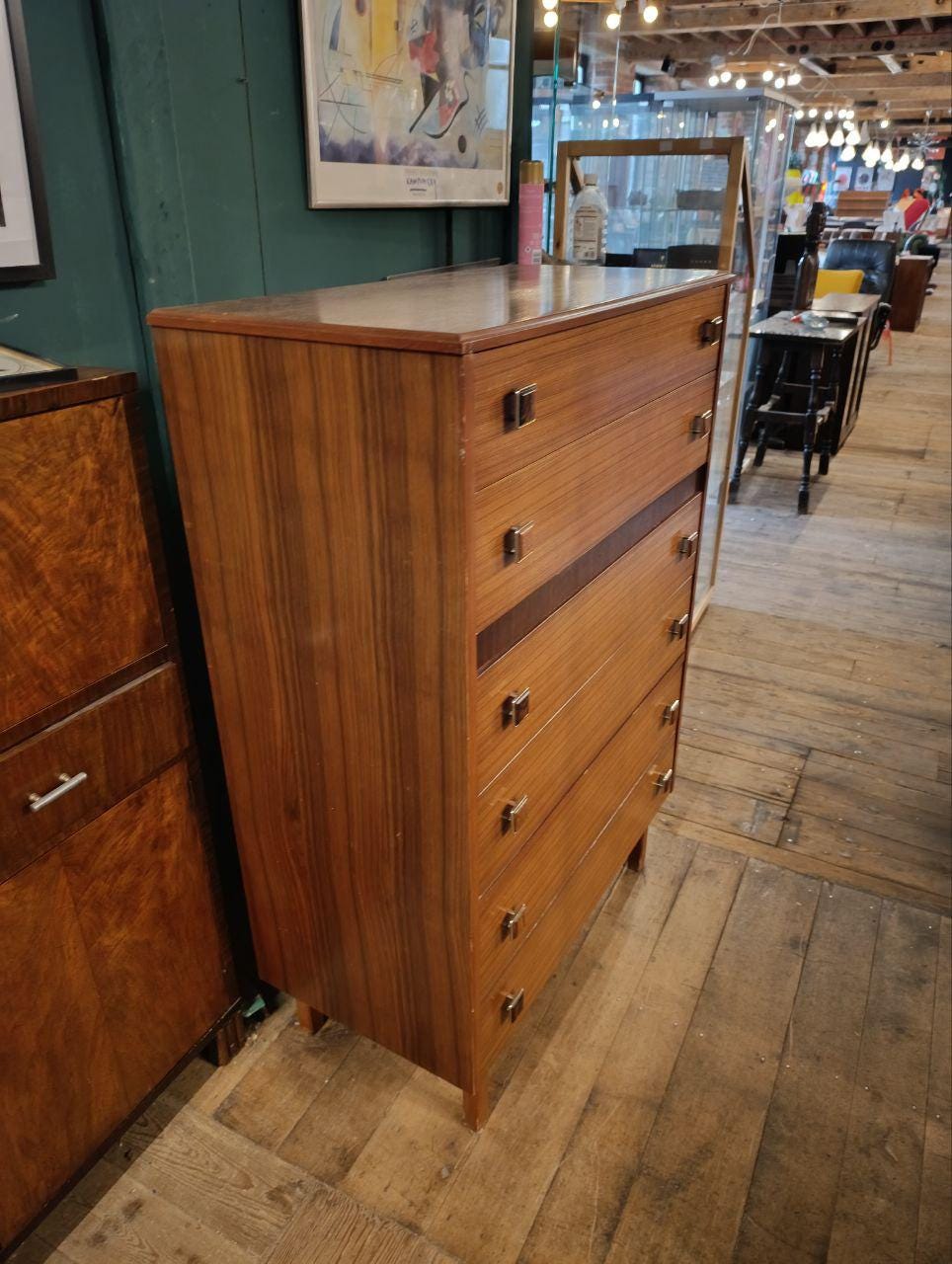 Mid Century Teak and Rosewood Tallboy Chest of Drawers - 1960s
