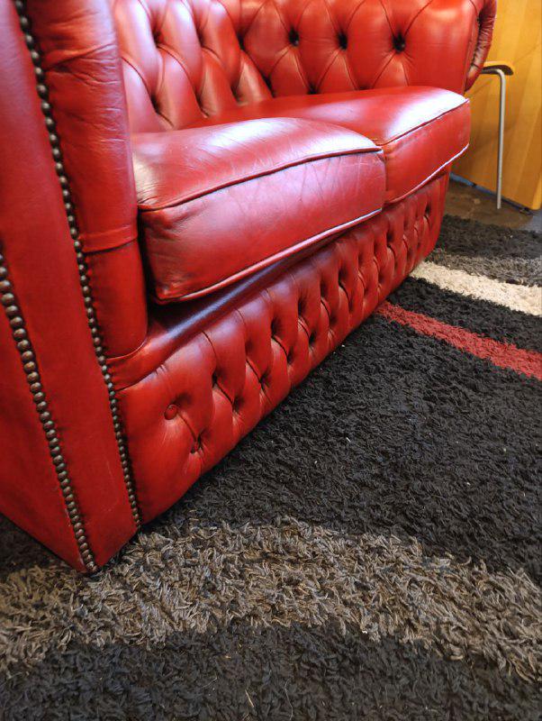 Vintage Two Seater Chesterfield Club / Tub Chair in Red Leather