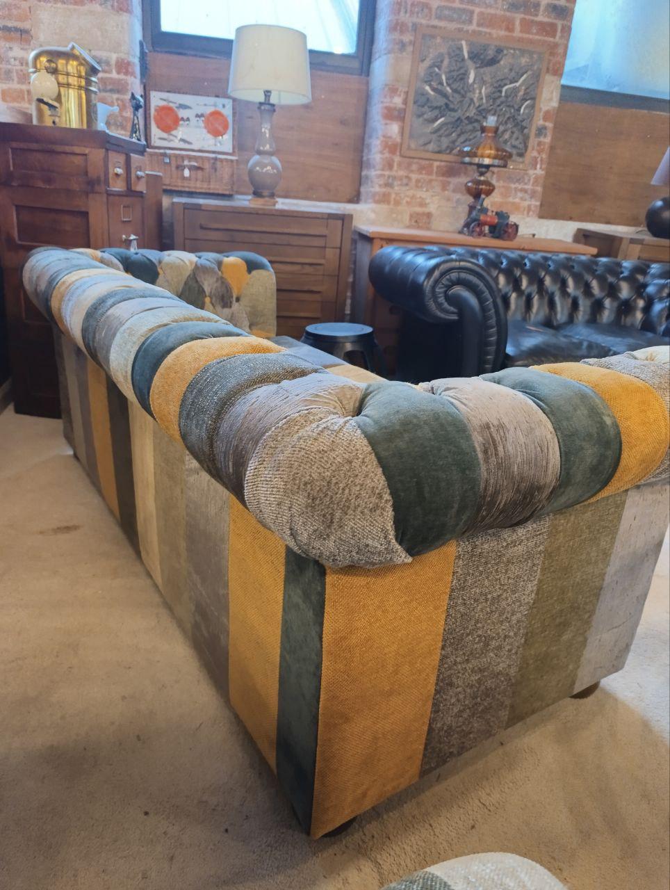 Vintage Chesterfield Harlequin Sofa - New Patchwork Upholstery