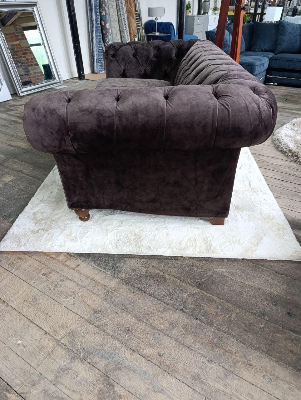 Luxurious Chesterfield Sofa in Grey Fabric - Brand New Upholstery