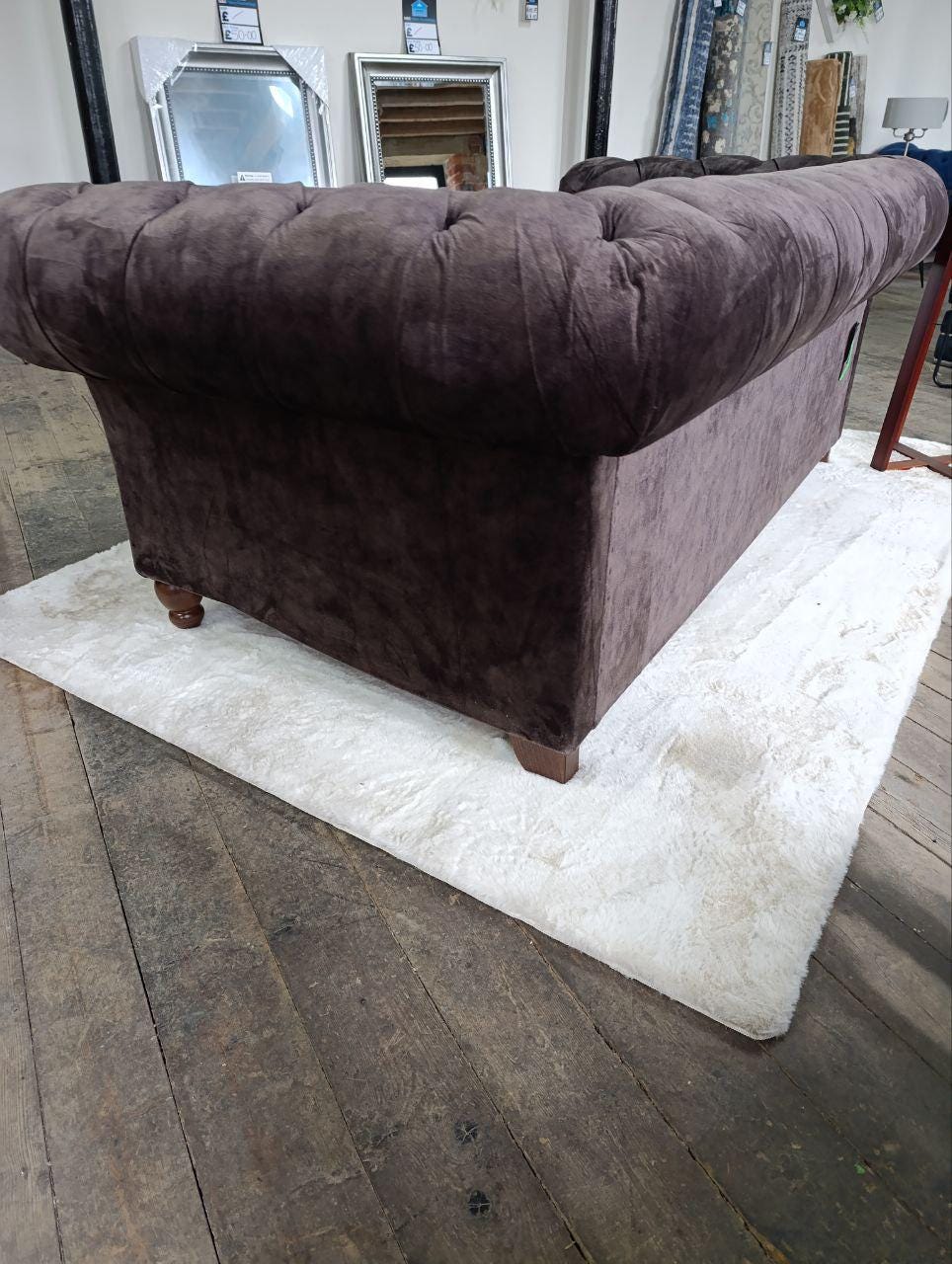 Luxurious Chesterfield Sofa in Grey Fabric - Brand New Upholstery