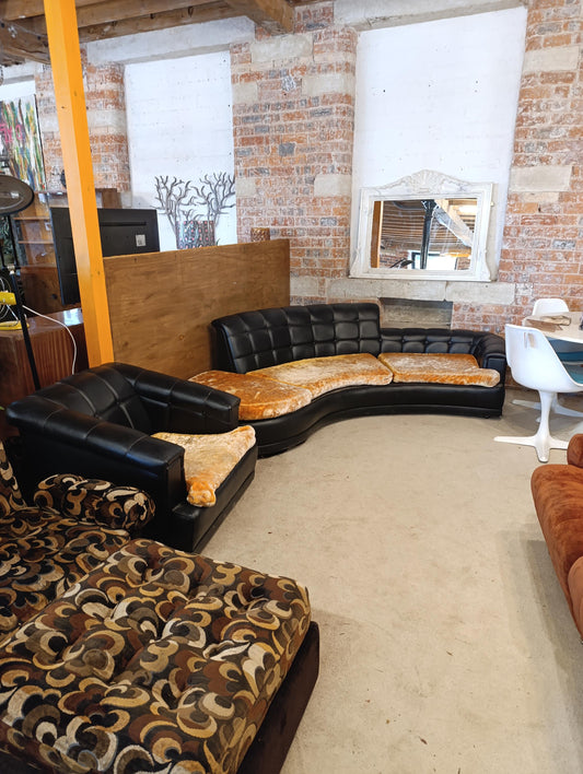 Iconic 1960s-70s Retro Curved Sofa & Armchair Set - Reupholstered to Order