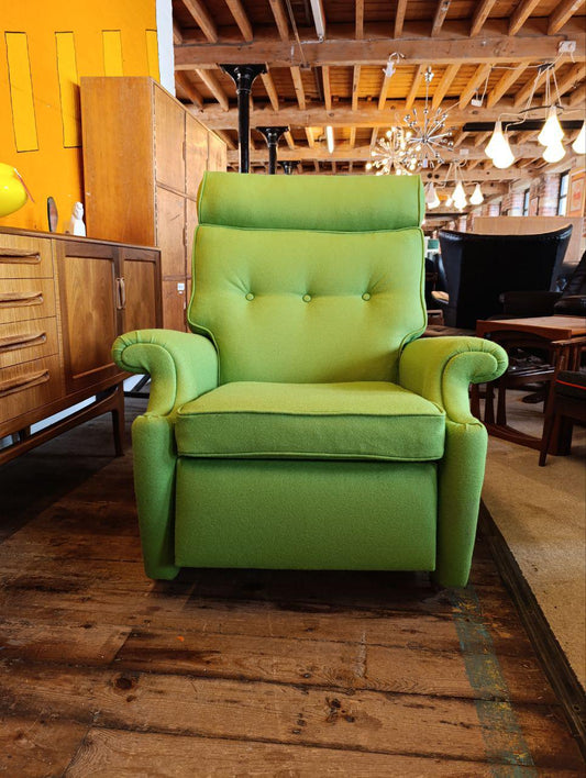 Iconic Parker Knoll N30 Recliner Armchair - Apple Green Wool - 1960s British Design