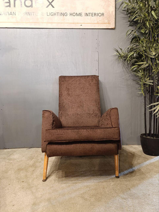 Vintage Mid-Century Armchair - Carlo de Carli Style - New Brown Fabric (Pair Available)