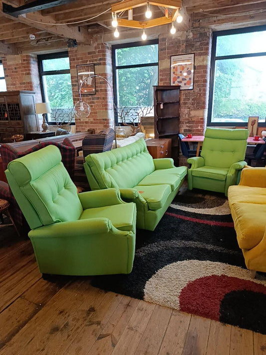 Iconic Parker Knoll N30 Three-Piece Suite - Apple Green Wool - 1960s British Design