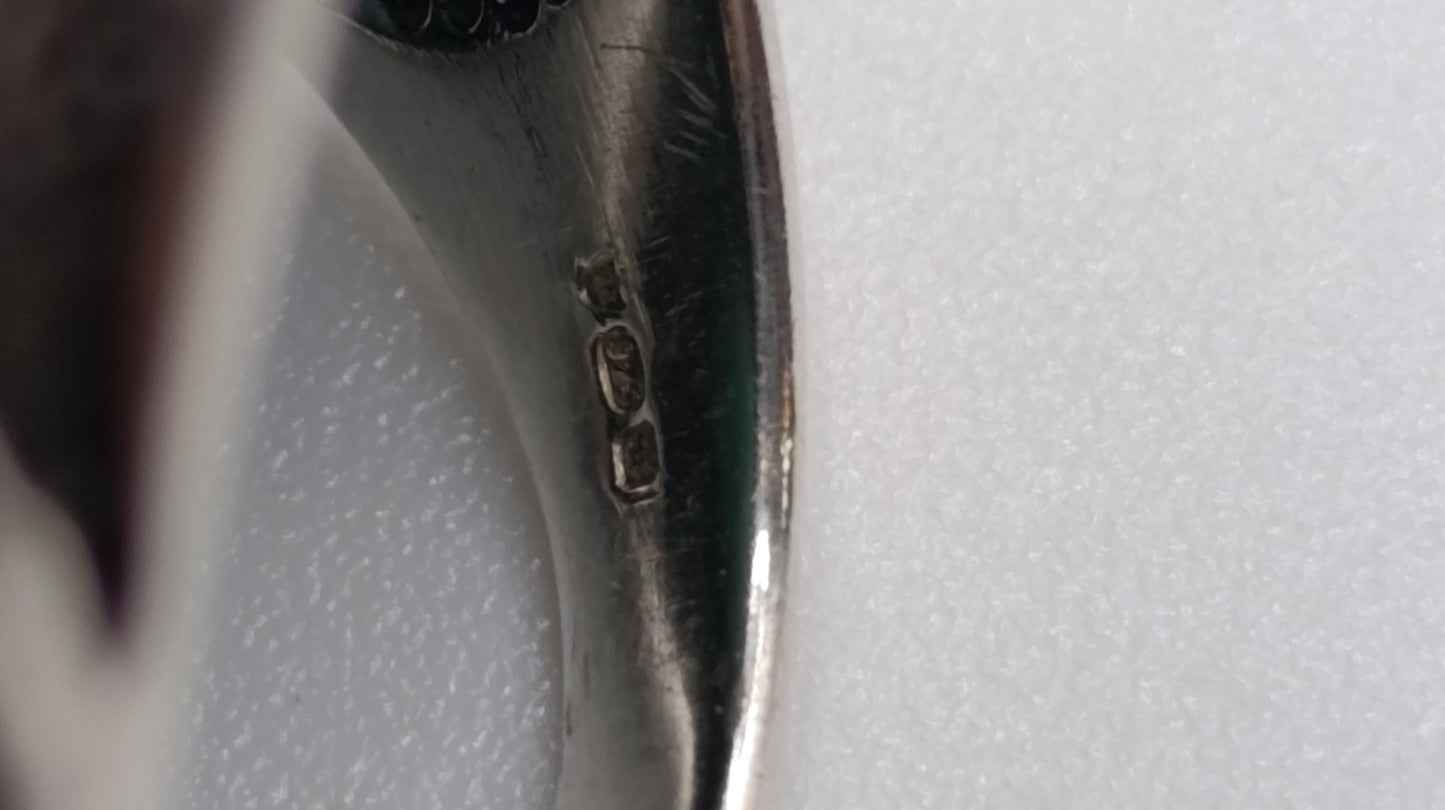 Sterling Silver Ring with Turquoise (Feroza) Cabochon, Hallmarked