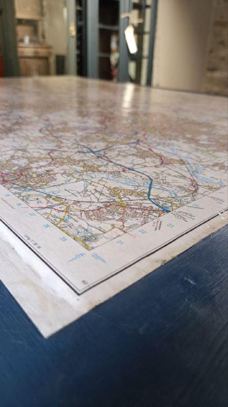 Victorian Partner’s Desk with Bespoke Yorkshire Dales Map Top – 152 x 107 x 75