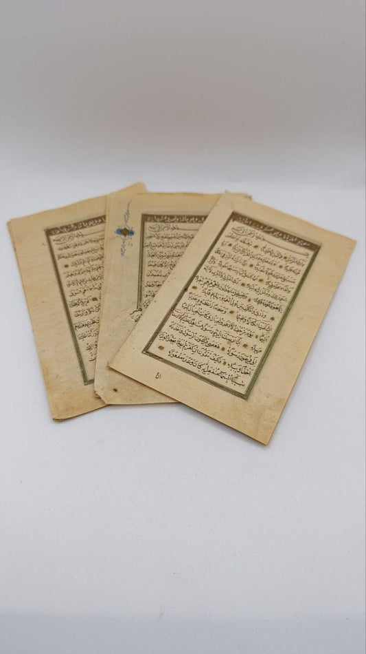 Ottoman Qur’an Manuscript Folios – 14 Illuminated Leaves (28 Pages), Late 18th–Early 19th Century