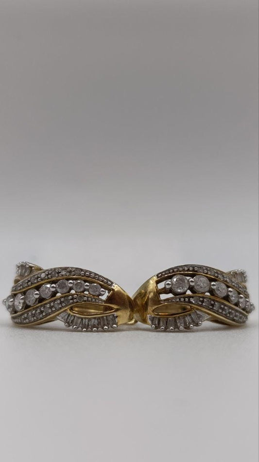 10k Gold & Diamond Swirl Cluster Earrings – c.1980s–1990s