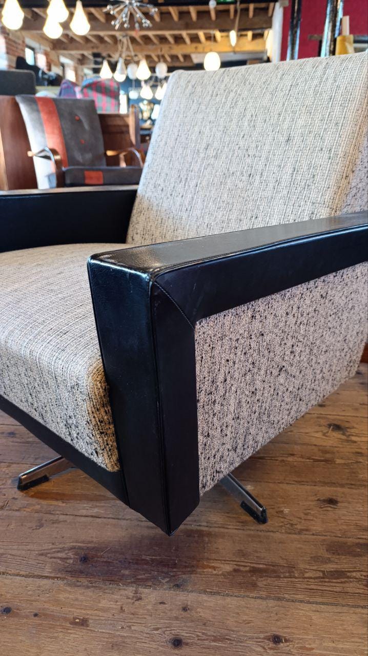 1950s Italian Style Swivel Lounge Chair, Likely British Manufacture