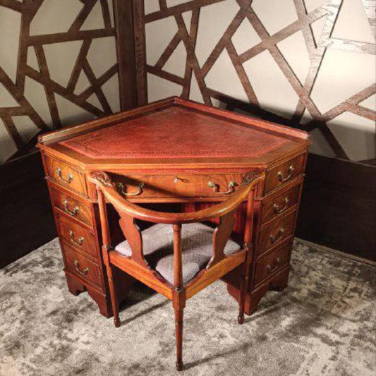 20th Century Georgian Revival Corner Writing Desk & Matching Tub Chair by J. Sydney Smith
