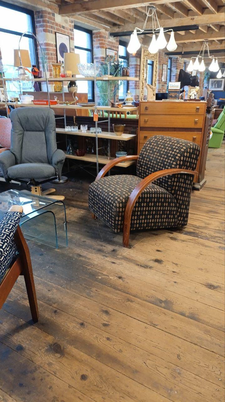 Art Deco Bentwood Lounge Chair in the Style of Halabala — Oak Frame, c.1930s–40s