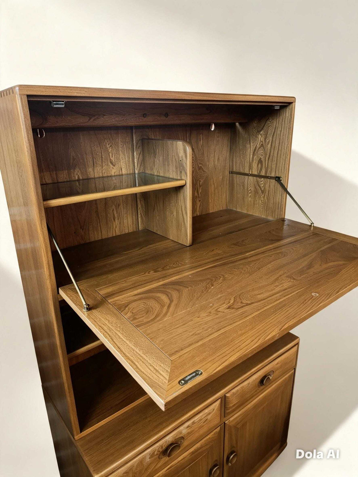 Ercol Elm Drinks and Display Cabinet, circa 1990s — photograph 5