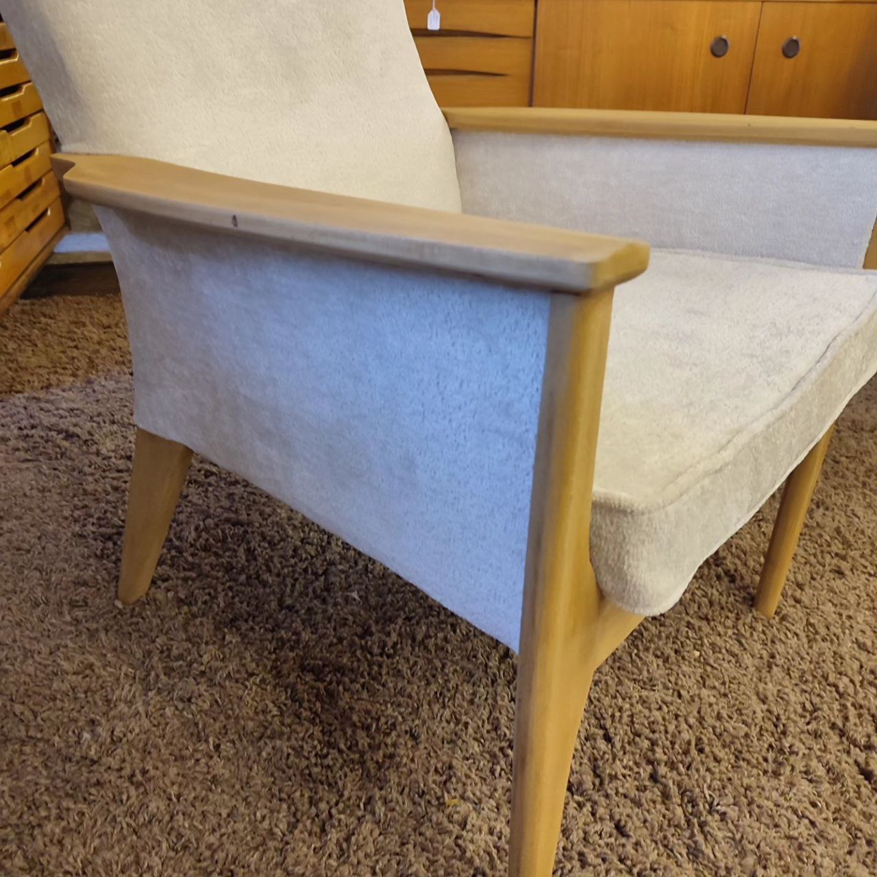 Rare Parker Knoll High-Back Armchair with New Boucle Upholstery