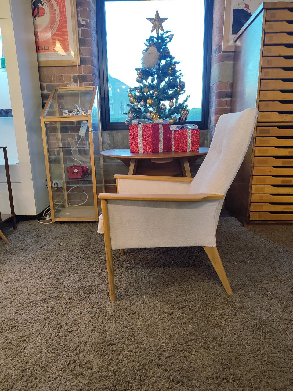 Rare Parker Knoll High-Back Armchair with New Boucle Upholstery