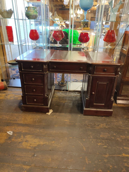 Magnificent Handcrafted Mahogany Writing Desk with 6 Drawers in Victorian Style