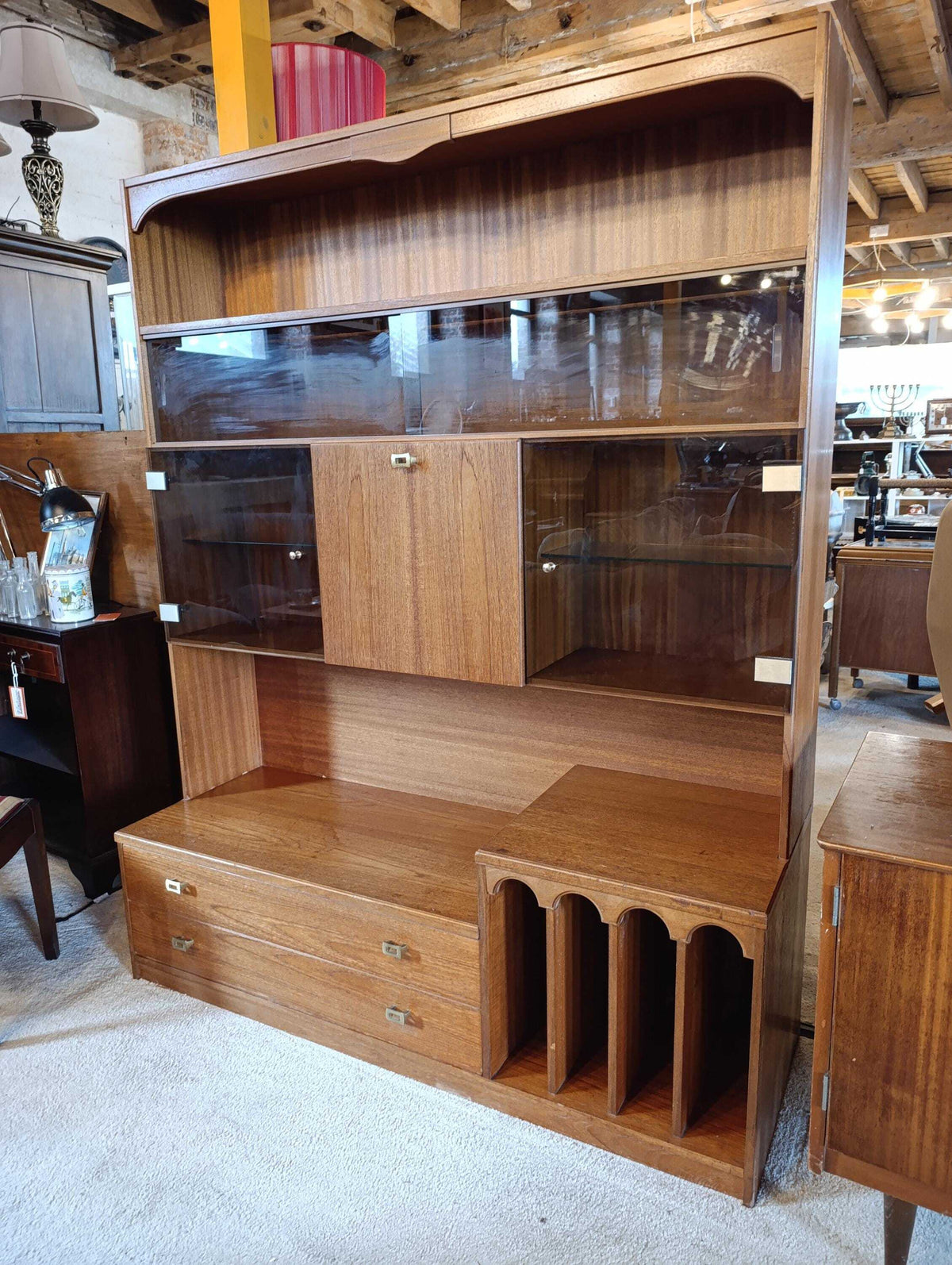 Teak Drinks and Media Cabinet with Smoked Glass, circa 1970s–1980s — photograph 2